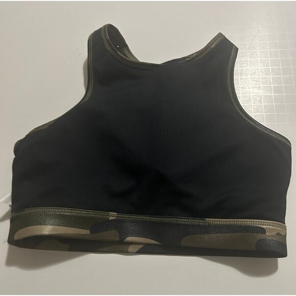 Nike Women's Dri-Fit Sports Bra High-Neck Green Camo Swoosh Logo XS - Picture 5 of 10